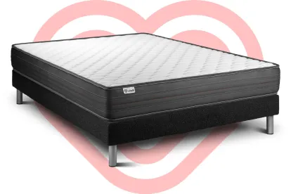 Ensemble Matelas Sommier 130x200 cm - Sommier Noir (en kit) - Vitalpower