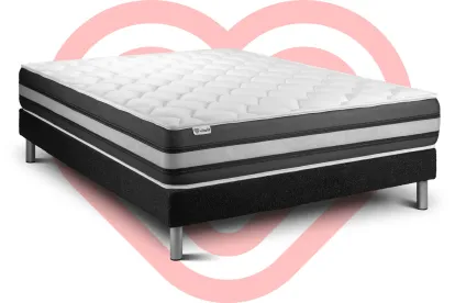 Ensemble Matelas Sommier 160x200 cm - Sommier Noir (en kit) - Vitalspring Zen