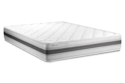 Pack lit complet 160x200 cm - Matelas + Sommier Gris (en kit) + 2 oreillers + Couette - Vitalmemo Back