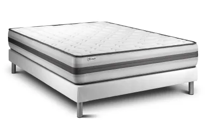 Ensemble Matelas Sommier 160x200 cm - Sommier Blanc (en kit) - Vitalpower Recover