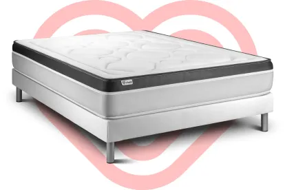 Ensemble Matelas Sommier 135x190 cm - Sommier Blanc (en kit) - Vital Ergo