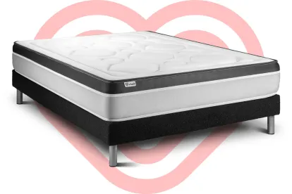 Ensemble Matelas Sommier 140x220 cm - Sommier Noir (en kit) - Vital Ergo