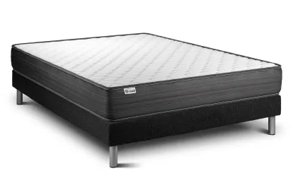 Ensemble Matelas Sommier 180x200 cm - Sommier Noir (en kit) - Vitalpower