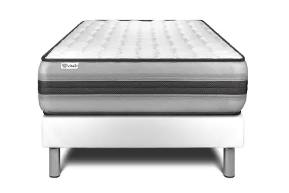 Ensemble Matelas Sommier 90x200 cm - Sommier Blanc (déjà monté) - Vitalpower Recover
