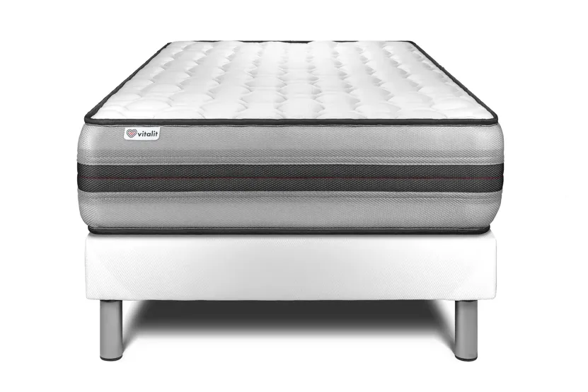 Ensemble Matelas Sommier 90x200 cm - Sommier Blanc (déjà monté) - Vitalpower Recover