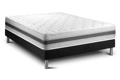 Ensemble Matelas Sommier 150x190 cm - Sommier Noir (en kit) - Vitalspring Recover