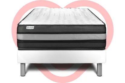 Ensemble Matelas Sommier 90x190 cm - Sommier Blanc (en kit) - Vital Power Zen
