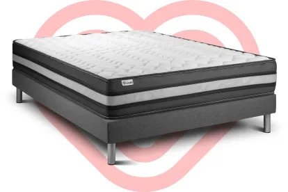 Ensemble Matelas Sommier 135x190 cm - Sommier Gris (en kit) - Vital Power Zen