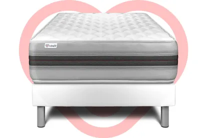 Ensemble Matelas Sommier 120x200 cm - Sommier Blanc (en kit) - Vitalmemo Back