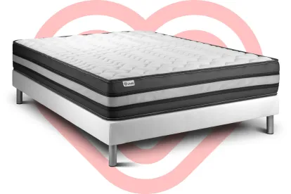 Ensemble Matelas Sommier 150x200 cm - Sommier Blanc (en kit) - Vital Power Zen