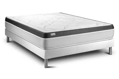 Ensemble Matelas Sommier 160x220 cm - Sommier Blanc (en kit) - Vital Ergo