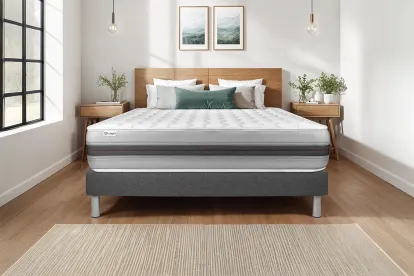 Ensemble Matelas Sommier 160x190 cm - Sommier Gris (en kit) - Vitalspring Recover