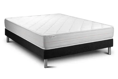 Ensemble Matelas Sommier 150x190 cm - Sommier Noir (en kit) - Vitalmemo
