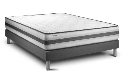 Ensemble Matelas Sommier 140x200 cm - Sommier Gris (en kit) - Vitalpower Recover