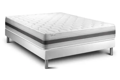 Ensemble Matelas Sommier 135x190 cm - Sommier Blanc (en kit) - Vitalspring Recover