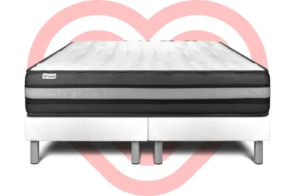 Ensemble Matelas Sommier 200x200 cm - 2 Sommiers Blanc - Vital Power Zen