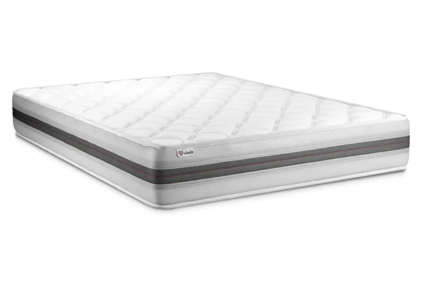 Ensemble Matelas Sommier 160x190 cm - Sommier Noir (en kit) - Vitalmemo Back