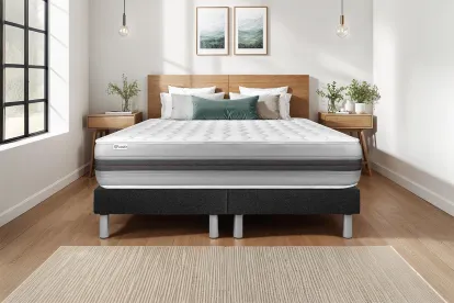 Ensemble Matelas Sommier 200x200 cm - 2 Sommiers Noir - Vitalspring Recover