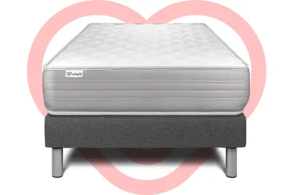 Ensemble Matelas Sommier 120x190 cm - Sommier Gris (en kit) - Vitalmemo