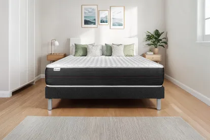 Ensemble Matelas Sommier 135x200 cm - Sommier Noir (en kit) - Vitalspring