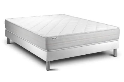 Ensemble Matelas Sommier 135x200 cm - Sommier Blanc (en kit) - Vitalmemo