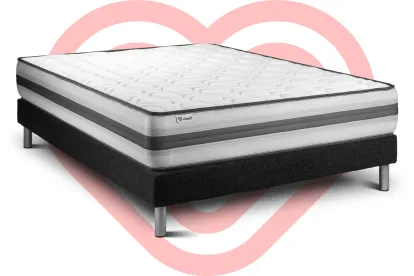 Ensemble Matelas Sommier 200x200 cm - Sommier Noir (en kit) - Vitalpower Recover