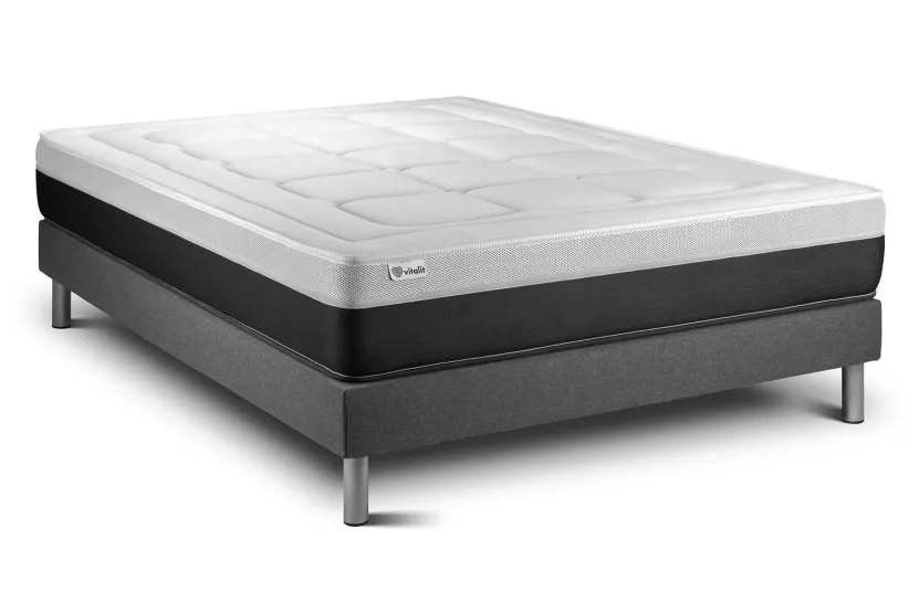 Ensemble Matelas Sommier 180x220 cm - Sommier Gris (en kit) - Vital Form