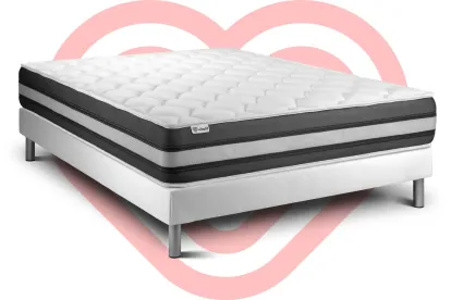 Ensemble Matelas Sommier 160x200 cm - Sommier Blanc (déjà monté) - Vitalspring Zen
