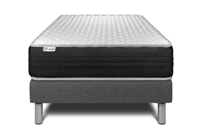 Ensemble Matelas Sommier 90x200 cm - Sommier Gris (en kit) - Vitalmemo One