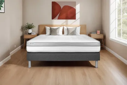Ensemble Matelas Sommier 200x200 cm - Sommier Gris (en kit) - Vital Relax