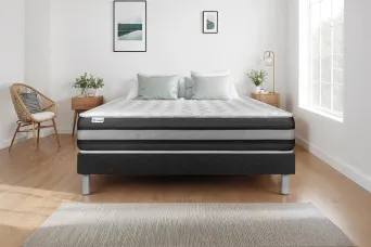 Ensemble Matelas Sommier 140x220 cm - Sommier Noir (en kit) - Vitalspring Zen