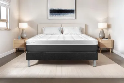 Ensemble Matelas Sommier 90x200 cm - Sommier Noir (en kit) - Vital Soft
