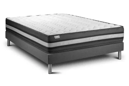 Ensemble Matelas Sommier 180x220 cm - Sommier Gris (en kit) - Vital Power Zen