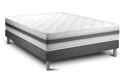 Ensemble Matelas Sommier 160x200 cm - Sommier Gris (déjà monté) - Vitalmemo Back