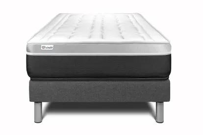 Ensemble Matelas Sommier 90x200 cm - Sommier Gris (en kit) - Vital Soft