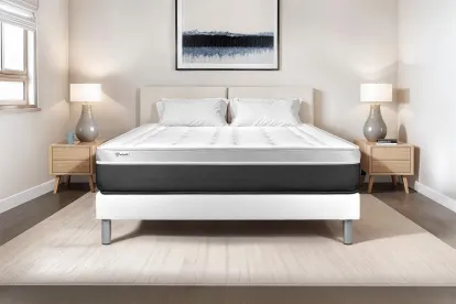 Ensemble Matelas Sommier 140x200 cm - Sommier Blanc (en kit) - Vital Soft