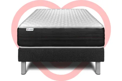 Ensemble Matelas Sommier 120x190 cm - Sommier Noir (en kit) - Vitalmemo One