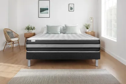 Ensemble Matelas Sommier 120x200 cm - Sommier Noir (en kit) - Vitalspring Zen