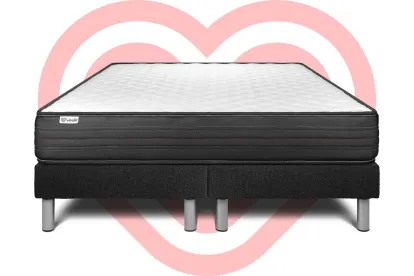 Ensemble Matelas Sommier 200x200 cm - 2 Sommiers Noir - Vitalpower