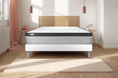 Ensemble Matelas Sommier 160x220 cm - Sommier Blanc (en kit) - Vital Ergo
