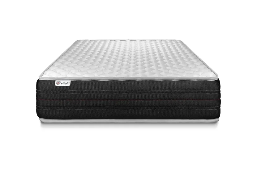 Ensemble Matelas Sommier 90x190 cm - Sommier Blanc (déjà monté) - Vitalmemo One