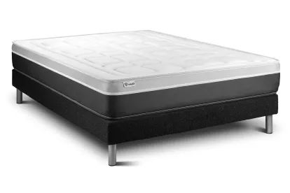 Ensemble Matelas Sommier 130x200 cm - Sommier Noir (en kit) - Vital Soft
