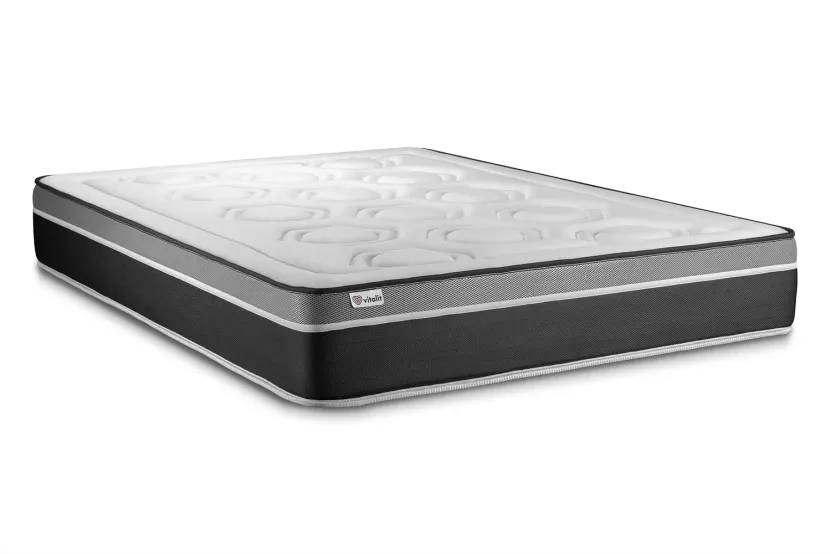 Ensemble Matelas Sommier 150x190 cm - Sommier Blanc (en kit) - Vital Care