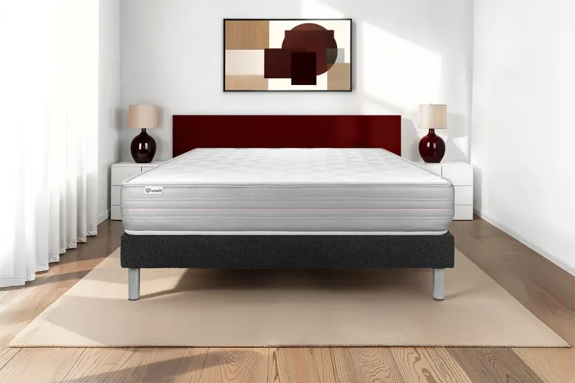 Ensemble Matelas Sommier 140x200 cm - Sommier Noir (en kit) - Vitalmemo