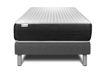 Ensemble Matelas Sommier 90x190 cm - Sommier Gris (déjà monté) - Vitalspring