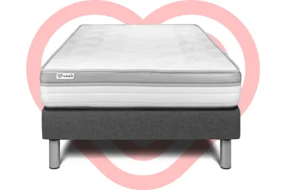 Ensemble Matelas Sommier 120x190 cm - Sommier Gris (en kit) - Vital Relax