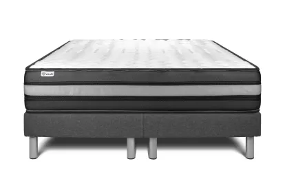 Ensemble Matelas Sommier 200x200 cm - 2 Sommiers Gris - Vital Power Zen