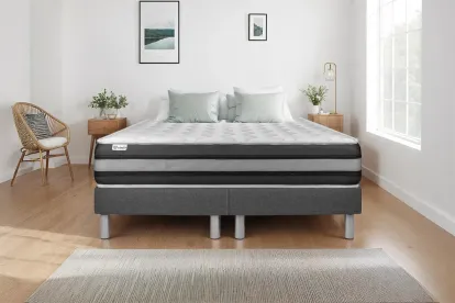 Ensemble Matelas Sommier 200x200 cm - 2 Sommiers Gris - Vitalspring Zen