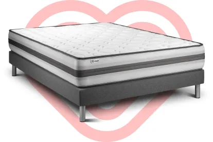 Ensemble Matelas Sommier 160x200 cm - Sommier Gris (en kit) - Vitalpower Recover