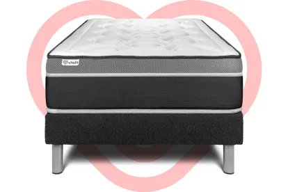 Ensemble Matelas Sommier 120x190 cm - Sommier Noir (en kit) - Vital Care